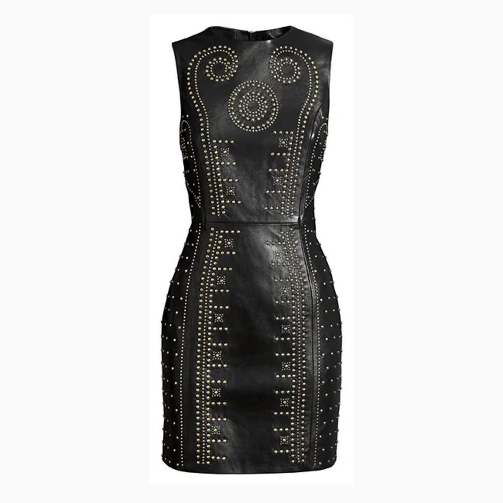 Versace for H&M leather dress with gold studs